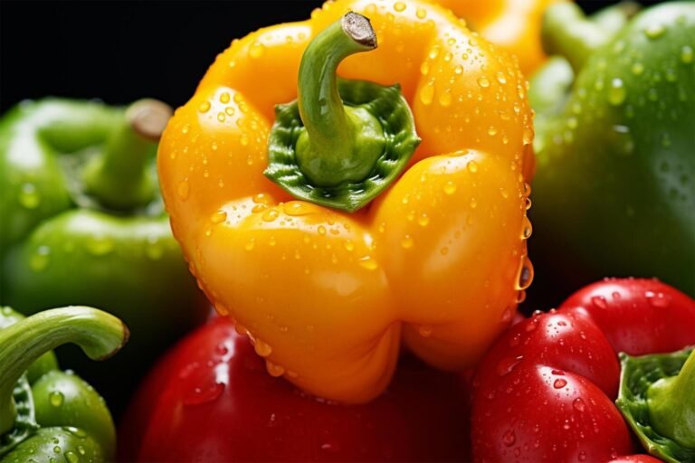 ai-generated-close-up-shot-of-colored-bell-peppers-with-drops-of-water-free-photo
